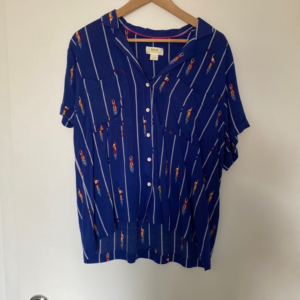 Maeve by Anthropologie Button Down Shirt w/ Swimmers Pattern